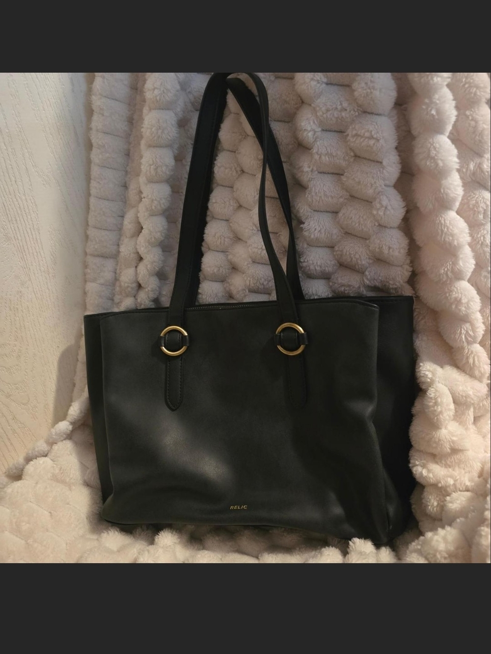 Relic Black Tote with Gold Ring Hardware